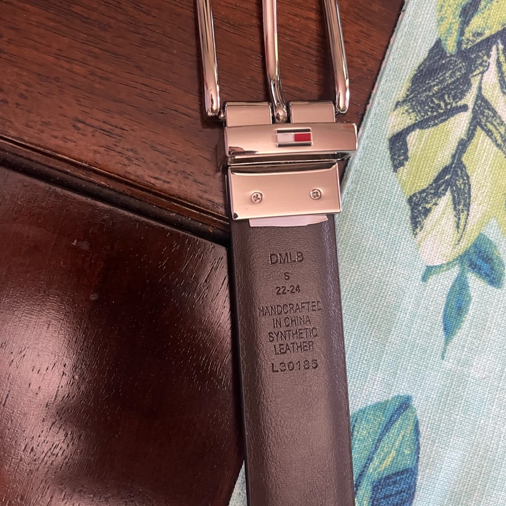 Tommy Hilfiger Boys Brown/Black Reversible Leather Belt with Silver Buckle